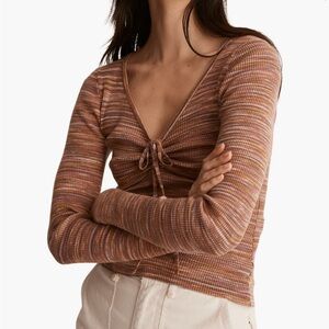 Madewell Space-dye V Neck Cinched Sweater